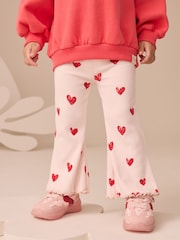 Light Pink Heart Rib Flare Leggings (3mths-7yrs) - Image 1 of 7