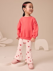 Light Pink Heart Rib Flare Leggings (3mths-7yrs) - Image 3 of 7