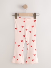 Light Pink Heart Rib Flare Leggings (3mths-7yrs) - Image 4 of 7