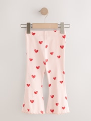 Light Pink Heart Rib Flare Leggings (3mths-7yrs) - Image 5 of 7