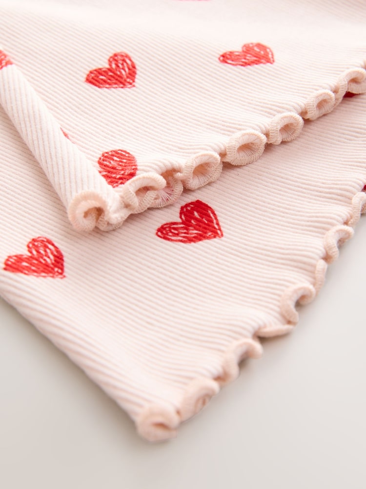 Light Pink Heart Rib Flare Leggings (3mths-7yrs) - Image 7 of 7