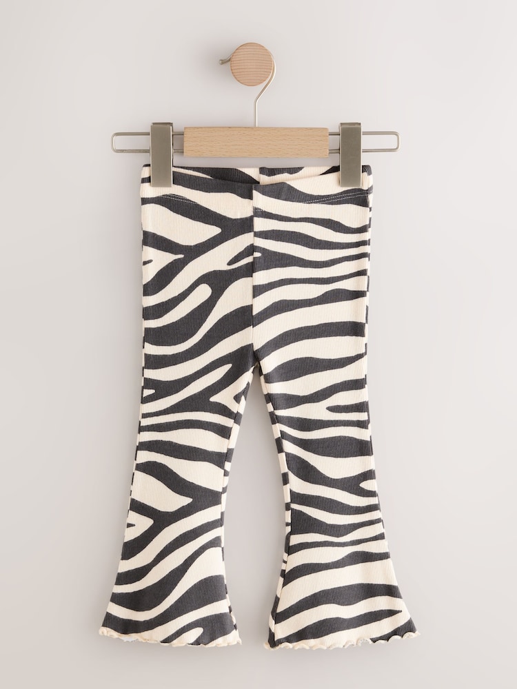 Black/White Rib Flare Leggings (3mths-7yrs) - Image 1 of 4