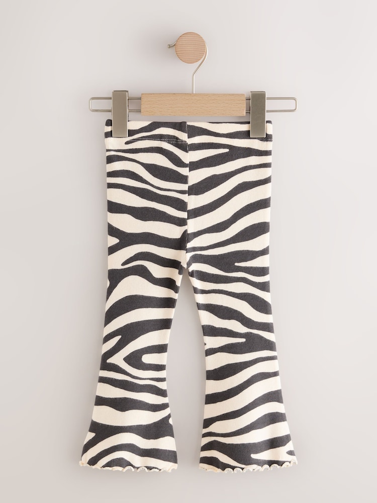 Black/White Rib Flare Leggings (3mths-7yrs) - Image 2 of 4