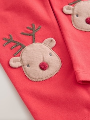 Red Christmas Reindeer Embellished Leggings (3mths-7yrs) - Image 1 of 4