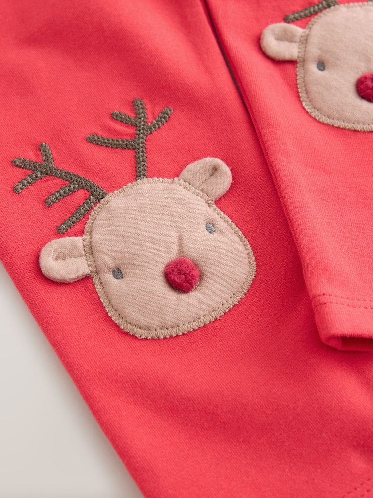 Red Christmas Reindeer Embellished Leggings (3mths-7yrs) - Image 1 of 4