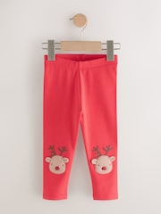 Red Christmas Reindeer Embellished Leggings (3mths-7yrs) - Image 4 of 4