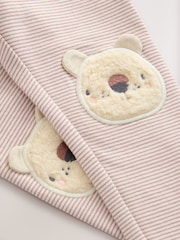 Ecru Stripe Bear Knee Embellished Leggings (3mths-7yrs) - Image 8 of 8