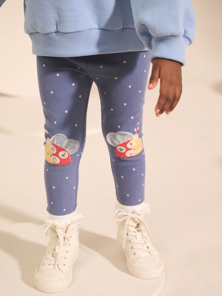 Blue Ladybird Knee Embellished Leggings (3mths-7yrs) - Image 1 of 8 Blue Ladybird Knee Embellished Leggings (3mths-7yrs) - Image 1 of 8