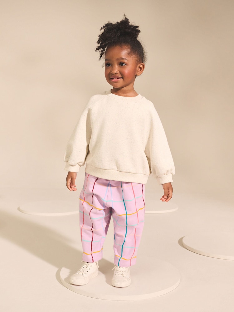 Lilac Purple Check Textured Barrel Leg Trousers (3mths-7yrs) - Image 2 of 8