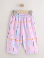 Lilac Purple Check Textured Barrel Leg Trousers (3mths-7yrs) - Image 5 of 8