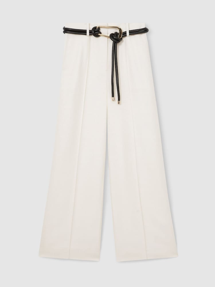 Wit - Reiss Dion Atelier Wide Leg Belted Suit Trousers - Image 2 of 8