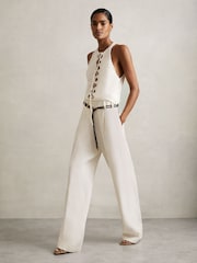 Wit - Reiss Dion Atelier Wide Leg Belted Suit Trousers - Image 6 of 8