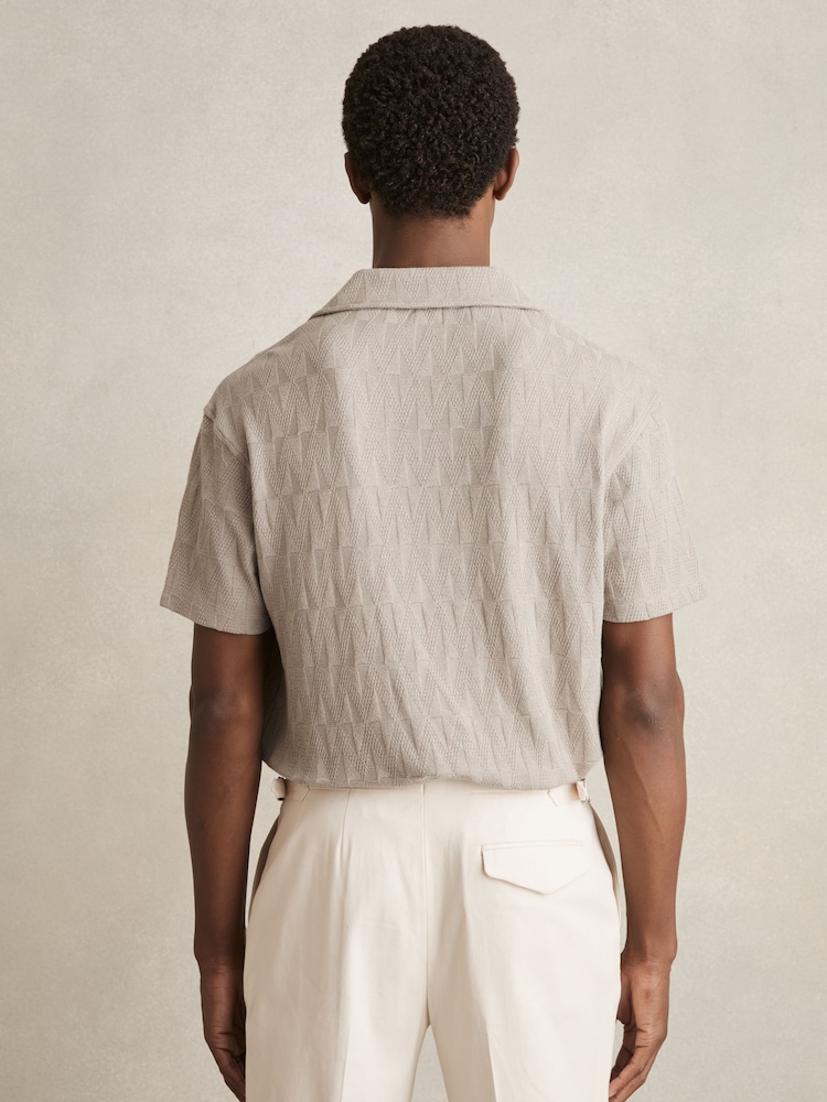 Chemise texturée en coton à col cubain Reiss Ackling - Image 5 of 6
