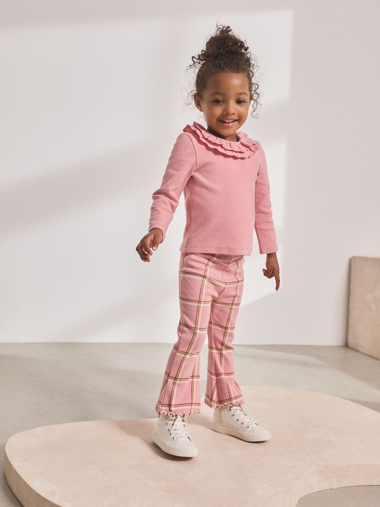 Pink Check Rib Flare Leggings (3mths-7yrs) - Image 2 of 7 Pink Check Rib Flare Leggings (3mths-7yrs) - Image 2 of 7