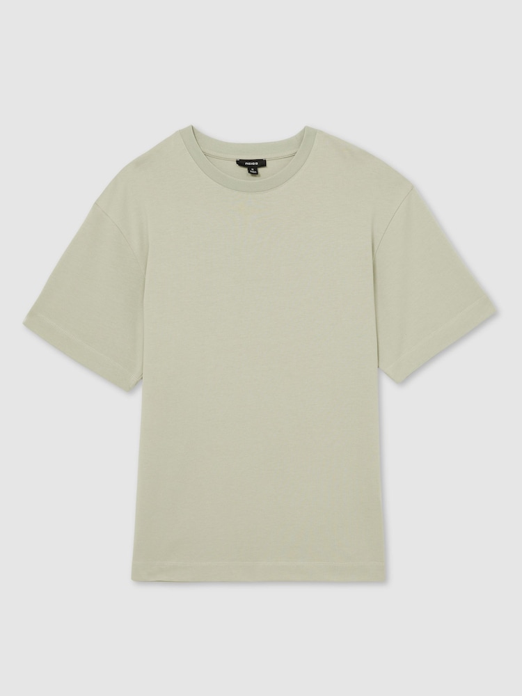 Reiss Sage Green Tate Cotton Garment-Dyed Oversized T-Shirt - Image 2 of 6