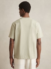 Reiss Sage Green Tate Cotton Garment-Dyed Oversized T-Shirt - Image 5 of 6