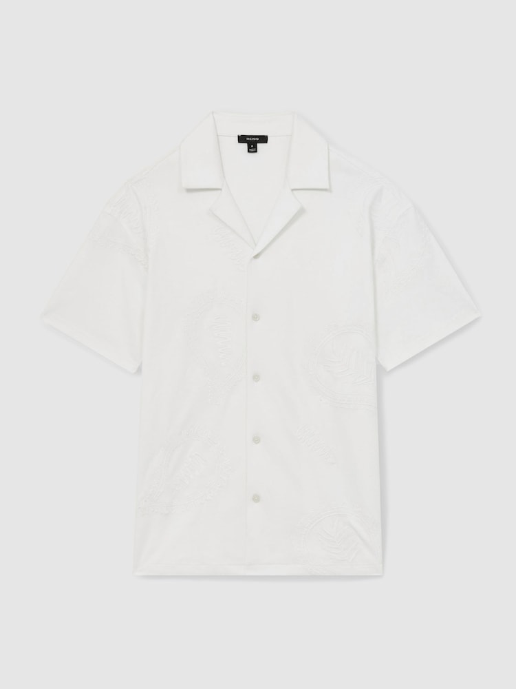 Reiss White Stockwell Cotton Paisley-Embroidered Shirt - Image 2 of 6