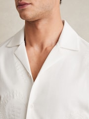 Reiss White Stockwell Cotton Paisley-Embroidered Shirt - Image 3 of 6