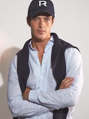 Soft Blue/White Fine Stripe - Льняная рубашка на пуговицах Reiss Ruban - Изображение 3 из 8
