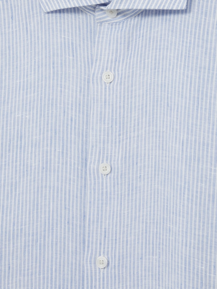 Soft Blue/White Fine Stripe - Camisa abotonada de lino Ruban de Reiss - Imagen 8 de 8 Soft Blue/White Fine Stripe - Camisa abotonada de lino Ruban de Reiss - Imagen 8 de 8