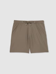 Reiss Mocha Brown Newmark Textured Drawstring Shorts - Image 2 of 6