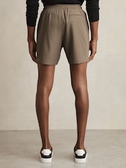Reiss Mocha Brown Newmark Textured Drawstring Shorts - Image 5 of 6