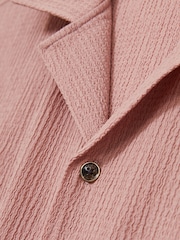Reiss Dark Rose Pink Hunt Textured Cuban Collar Shirt - Image 5 of 5