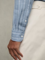 Airforce Blue/White Bengal Stripe - Льняная рубашка на пуговицах Reiss Ruban - Изображение 6 из 7