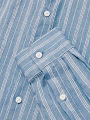 Airforce Blue/White Bengal Stripe - Льняная рубашка на пуговицах Reiss Ruban - Изображение 7 из 7