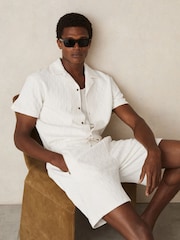 Hors blanc - Short Reiss Phillimore en coton texturé à cordon - Image 1 de 7