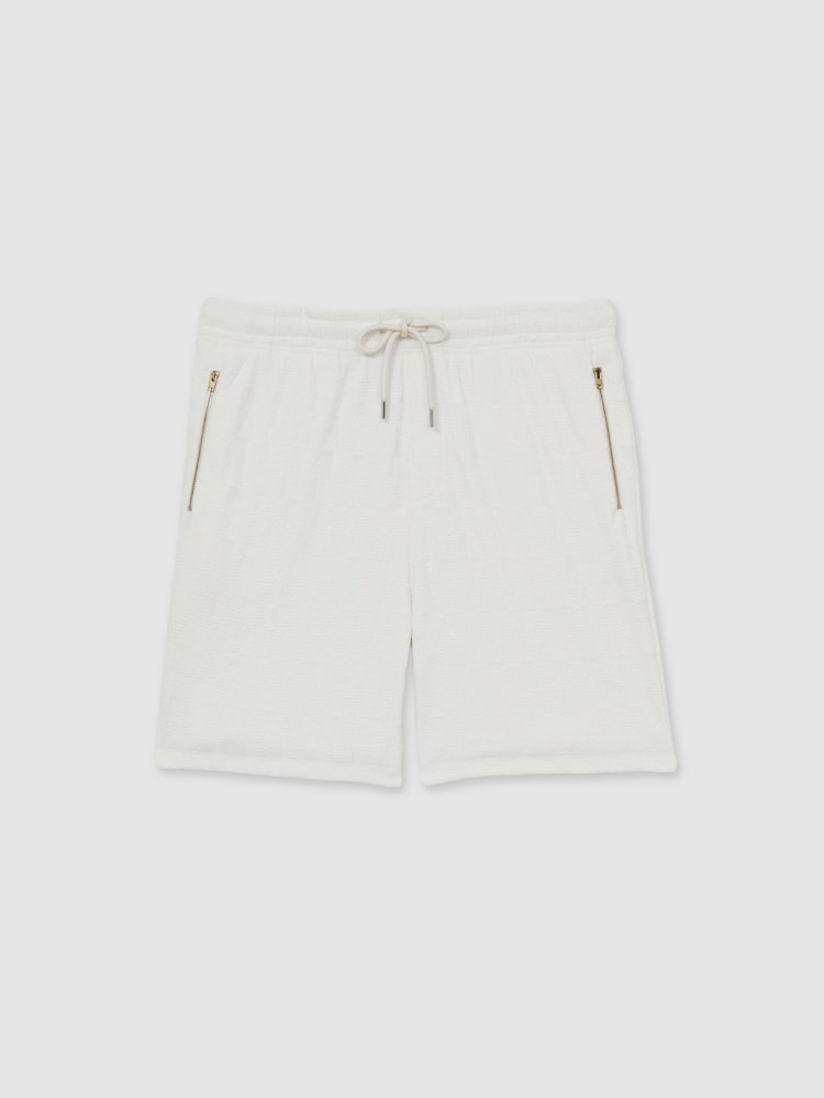 Hors blanc - Short Reiss Phillimore en coton texturé à cordon - Image 2 de 7