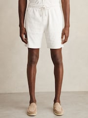 Hors blanc - Short Reiss Phillimore en coton texturé à cordon - Image 3 de 7