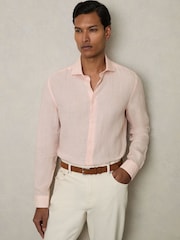 Prep розовый - Льняная рубашка на пуговицах Reiss Ruban - Изображение 1 из 6