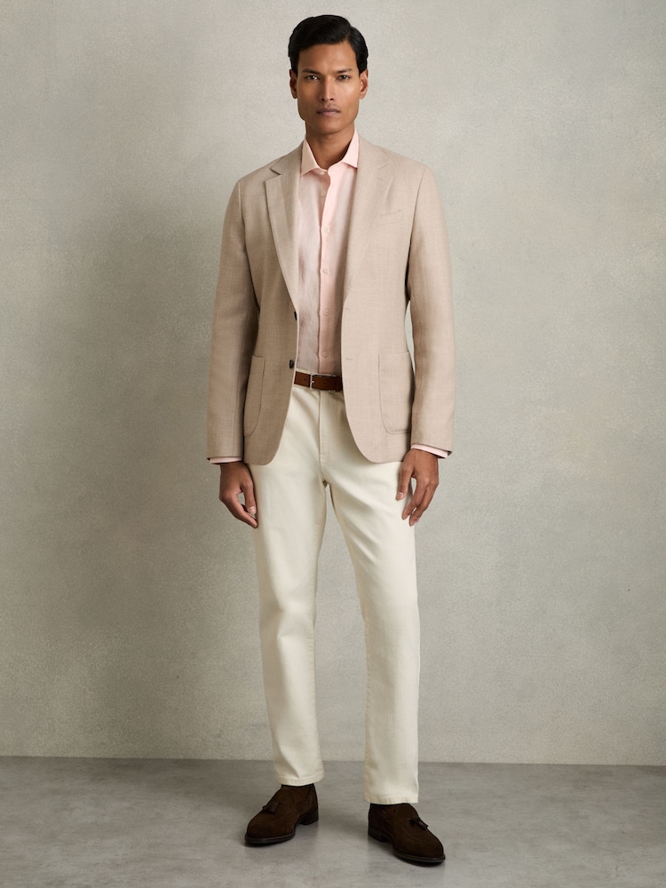 Reiss Prep Pink Ruban Linen Button-Through Shirt - Image 3 of 6