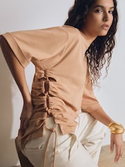 Reiss Neutral Berkeley Atelier Cotton Cut-Out Rope-Cord Top - Image 1 of 5