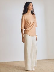Reiss Neutral Berkeley Atelier Cotton Cut-Out Rope-Cord Top - Image 3 of 5