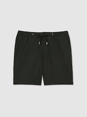 Reiss Dark Green Newmark Textured Drawstring Shorts - Image 2 of 6
