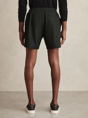 Reiss Dark Green Newmark Textured Drawstring Shorts - Image 5 of 6