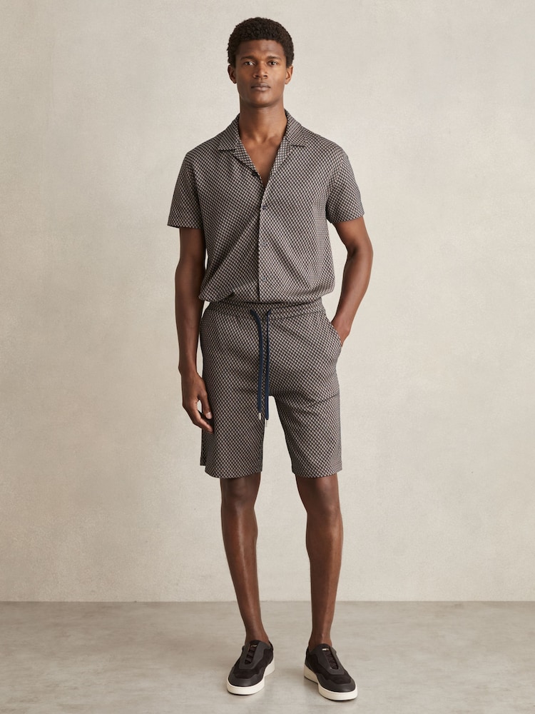 Reiss Ezra Geometric Jacquard Drawstring Shorts - Image 1 of 6