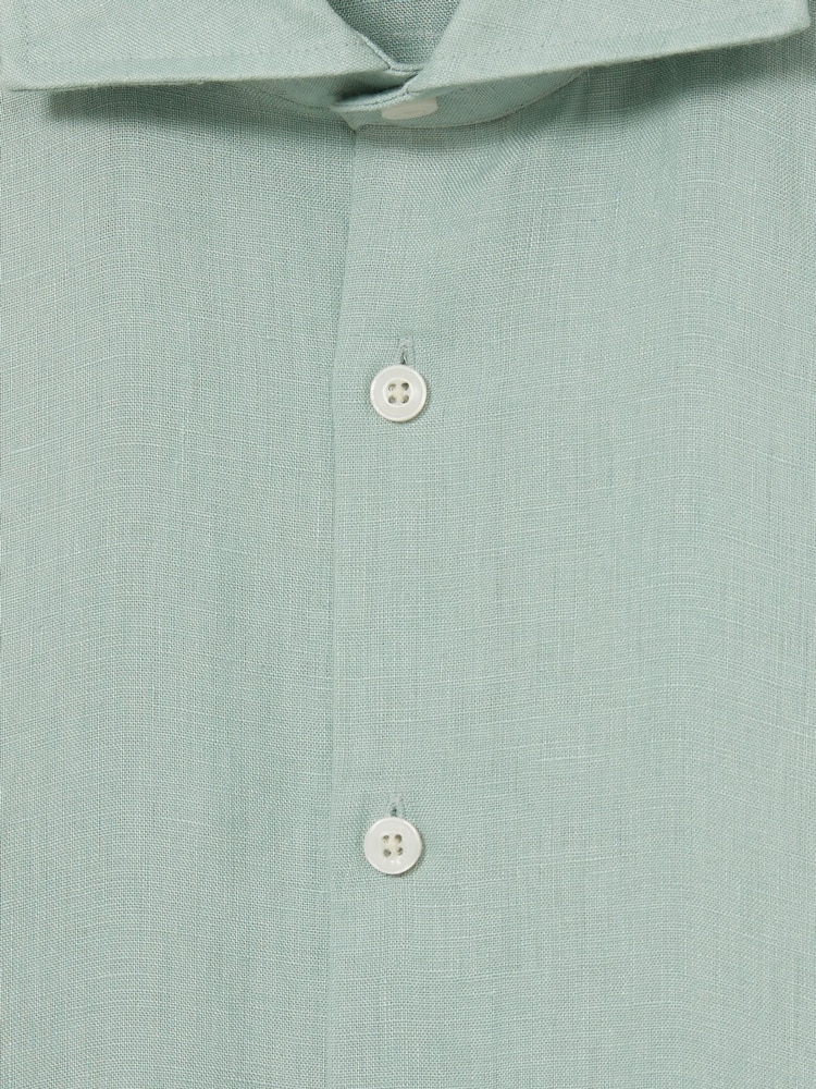Reiss Ocean Green Ruban Linen Button-Through Shirt - Image 7 of 7 Reiss Ocean Green Ruban Linen Button-Through Shirt - Image 7 of 7