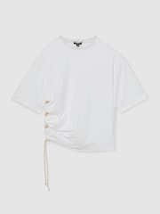Reiss White Berkeley Atelier Cotton Cut-Out Rope-Cord Top - Image 2 of 6