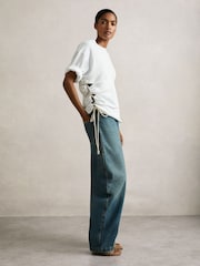 Reiss White Berkeley Atelier Cotton Cut-Out Rope-Cord Top - Image 3 of 6