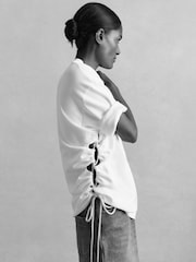 Reiss White Berkeley Atelier Cotton Cut-Out Rope-Cord Top - Image 4 of 6