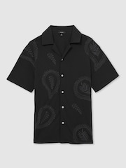 Reiss Black Stockwell Cotton Paisley-Embroidered Shirt - Image 2 of 6