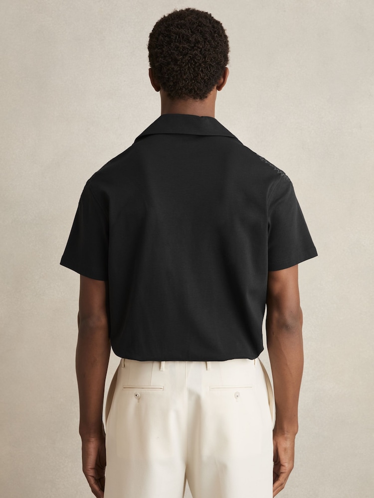Reiss Black Stockwell Cotton Paisley-Embroidered Shirt - Image 5 of 6