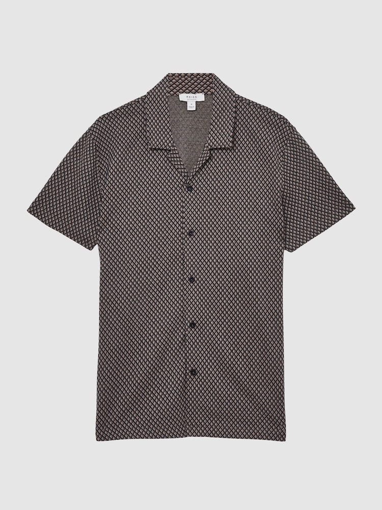 Reiss Drakes Geometric Jacquard Cuban-Collar Shirt - Image 2 of 6