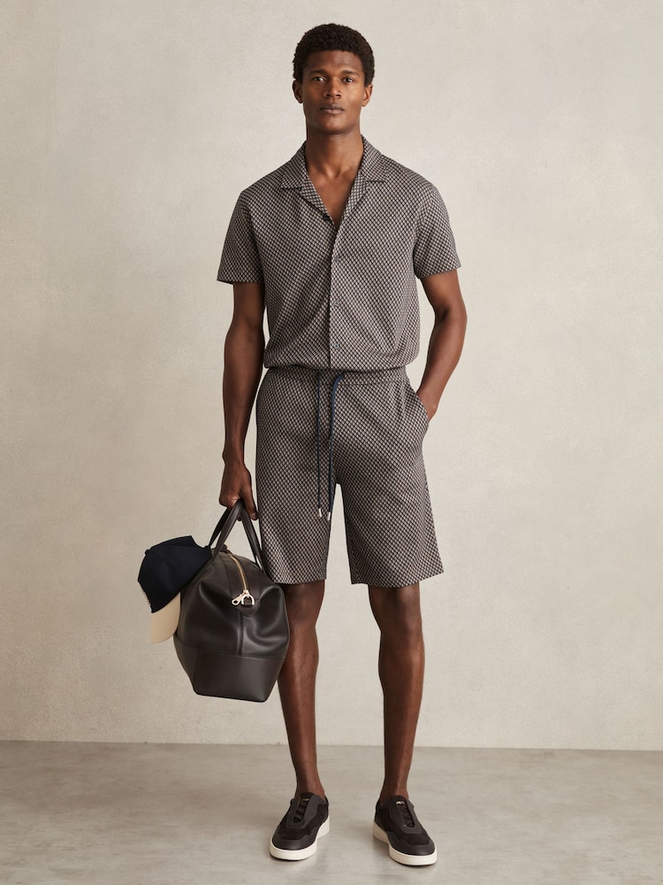 Reiss Drakes Geometric Jacquard Cuban-Collar Shirt - Image 3 of 6