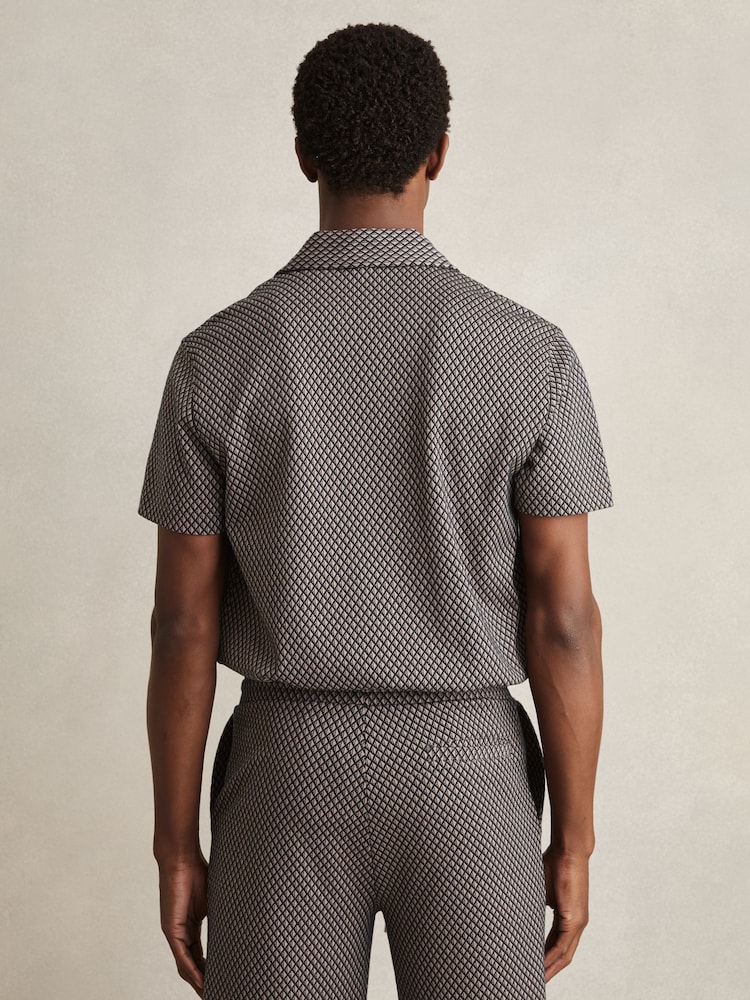 Reiss Drakes Geometric Jacquard Cuban-Collar Shirt - Image 5 of 6