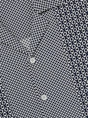 Reiss Navy/White Matisse Geometric-Jacquard Cuban-Collar Shirt - Image 6 of 6
