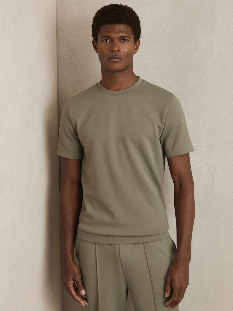 Reiss Sage Bradley Interlock Jersey Crew Neck T-Shirt - Image 3 of 6